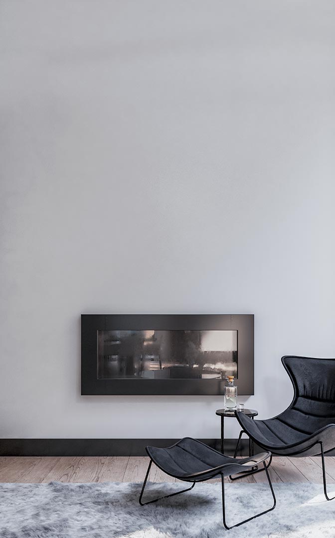 Kontraste mit dunklen Fußbodenleisten für moderne Wohnraumgestaltung Blick in modernen Wohnraum - schwarze Leisten, weiße Wand